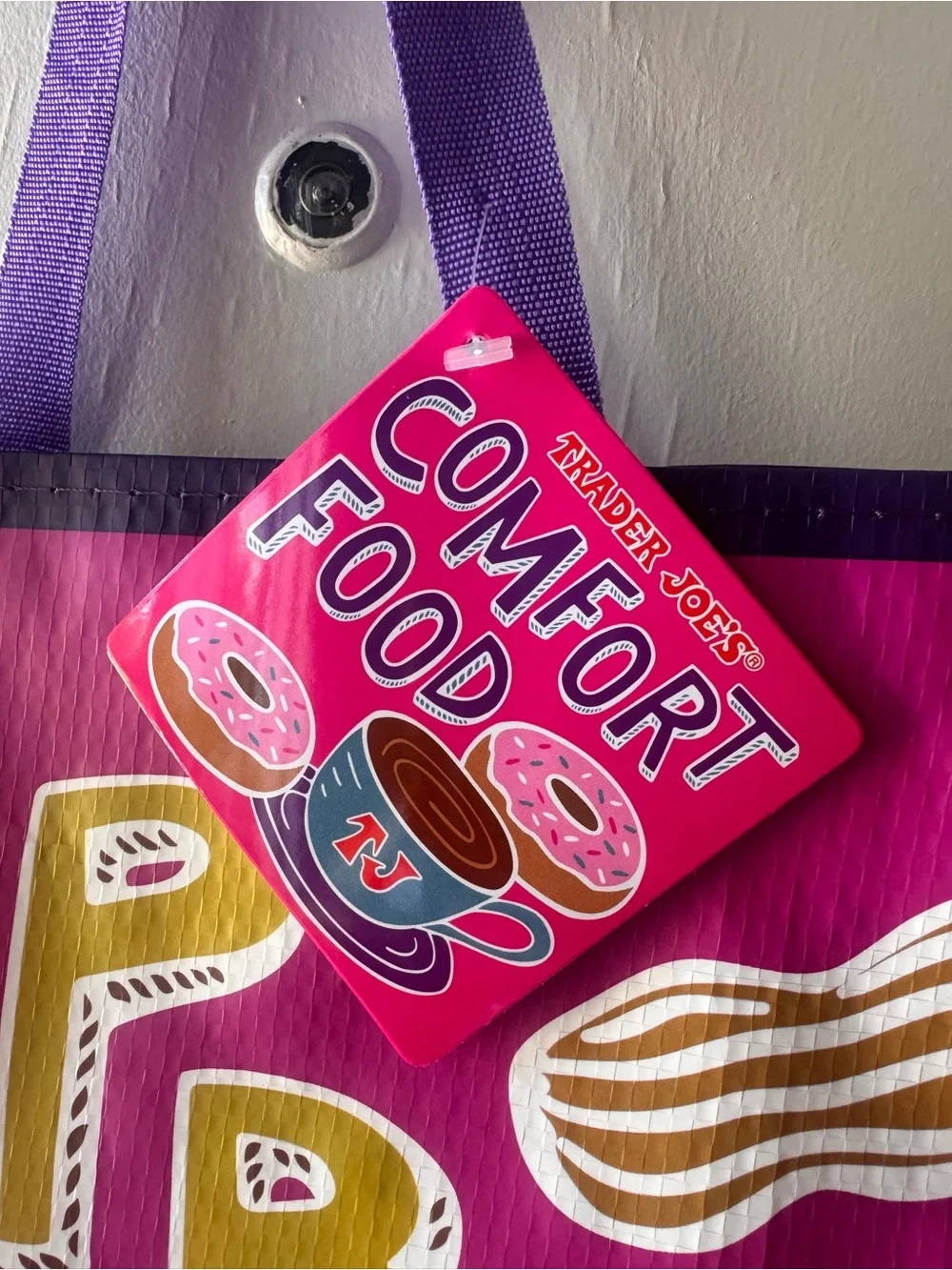 Comfort Food Pink & Purple Grocery Tote by Trader Joe’s